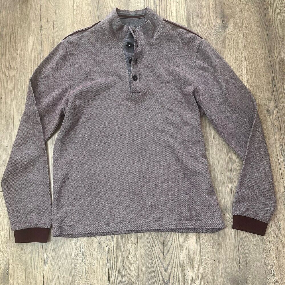 Hugo Boss Piceno Mens XL Sweater Red‎ Maroon Button Pullover Cotton Blend